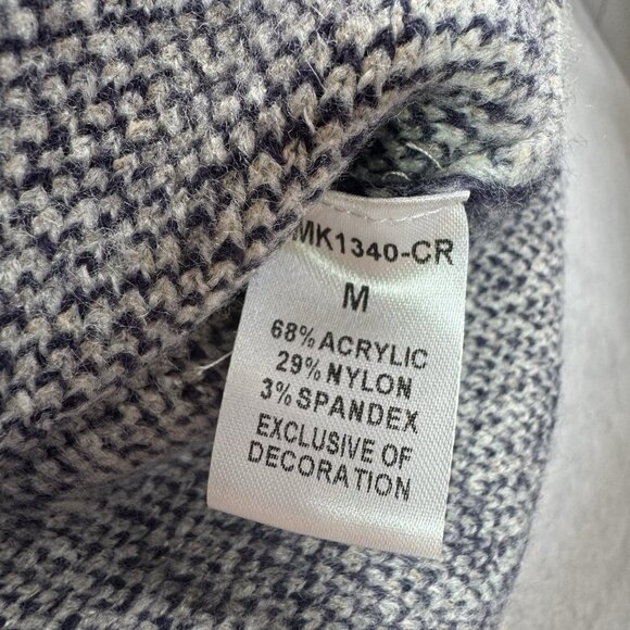 THML Anthropologie Sweater Womens Medium Animal Print Boho Blue Cream Stretch - Picture 7 of 8